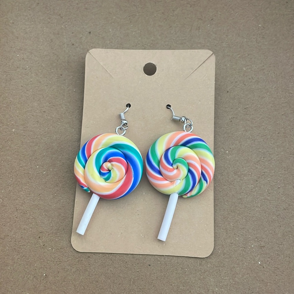 Lollipop earrings with plastic backings
